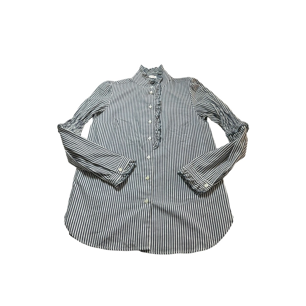 SeeByChloe Striped Blouse Womens 38 Blue White Good Ruffle Smock S7HHT02